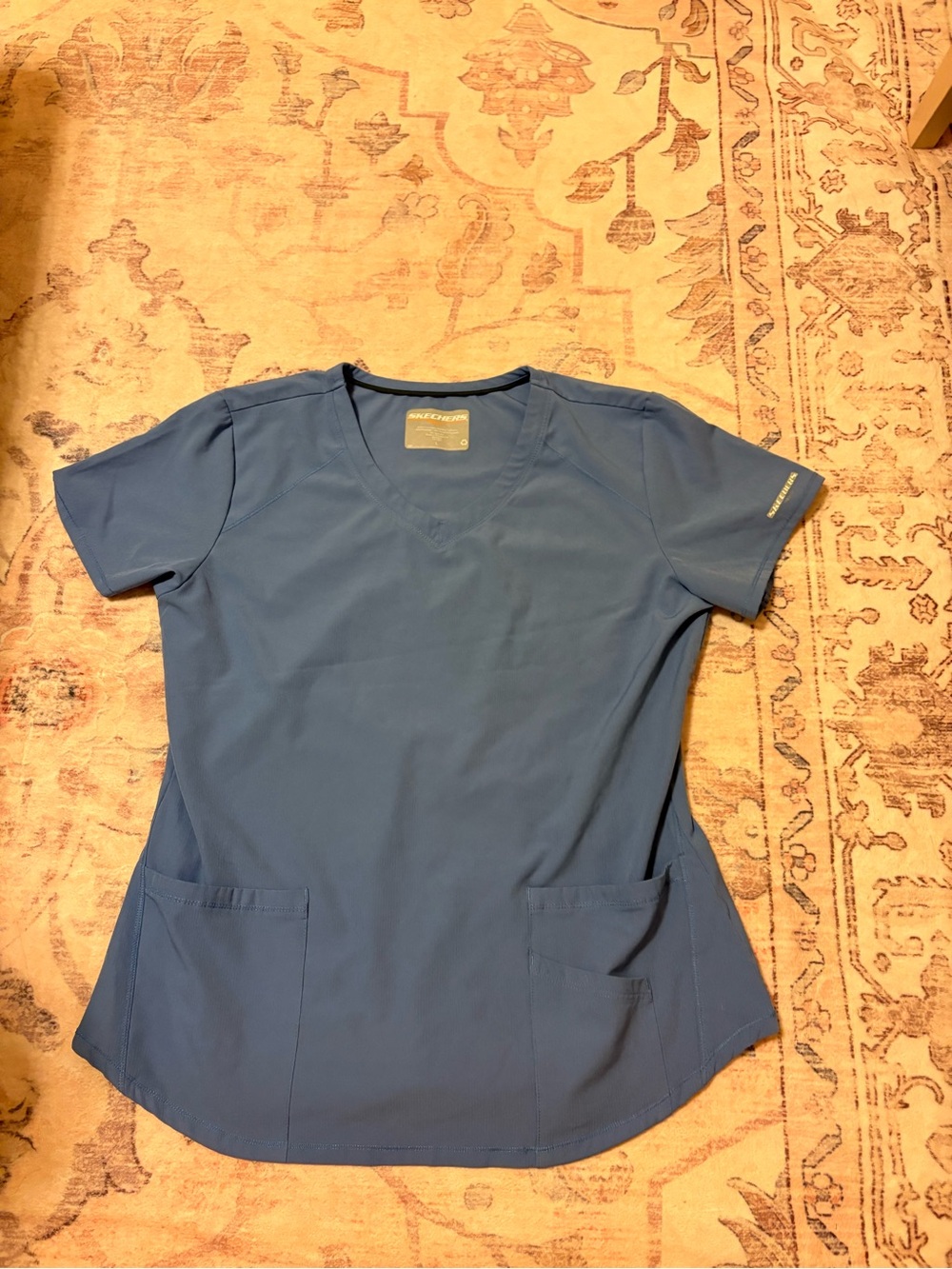 Skechers  Blue V-Neck Short Sleeve Scrub Top